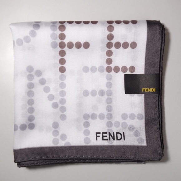 Fendi Spellout Polka Dot 100% Cotton Neckerchief Made In Japan, New w/o Tags - Picture 1 of 7